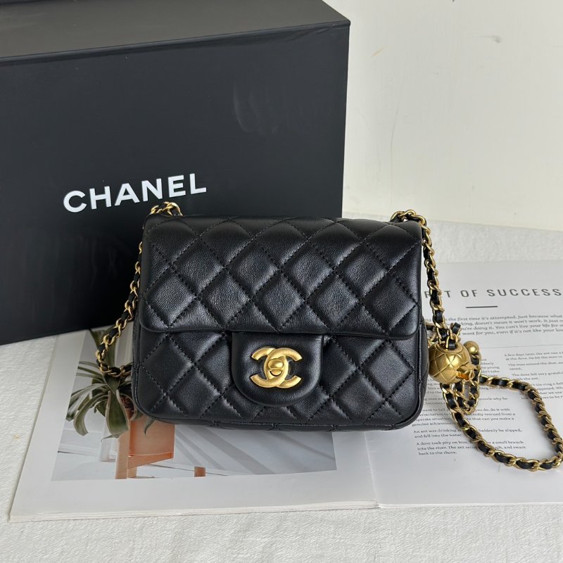 CHANEL 經典口蓋包方胖子 17 - 金球黑金-0