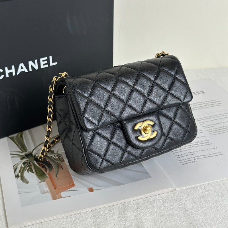 CHANEL 經典口蓋包方胖子 17 - 金球黑金-2