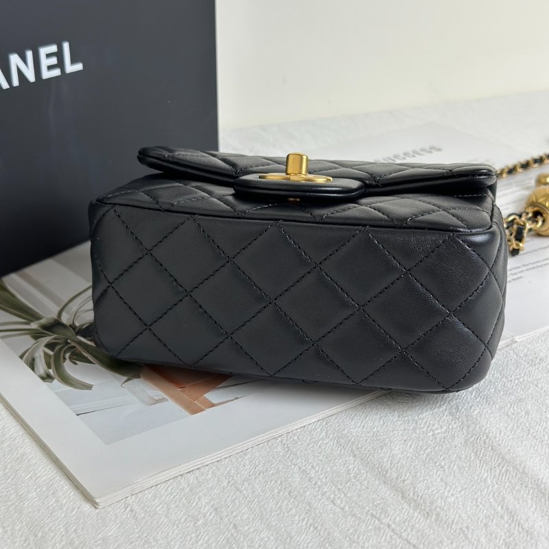 CHANEL 經典口蓋包方胖子 17 - 金球黑金-5