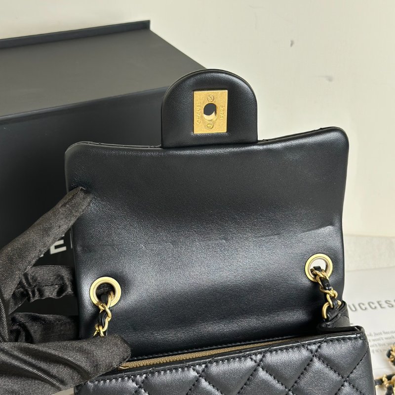 CHANEL 經典口蓋包方胖子 17 - 金球黑金-7