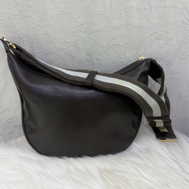 Gucci Dark Brown Leather Web Messenger Hobo Bag-0