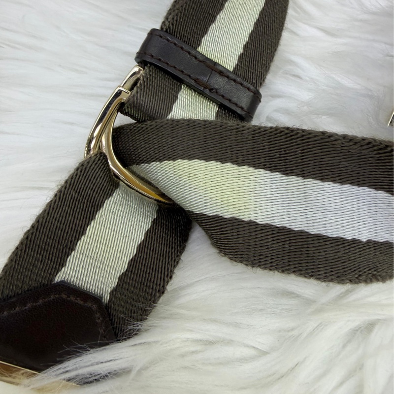 Gucci Dark Brown Leather Web Messenger Hobo Bag-9