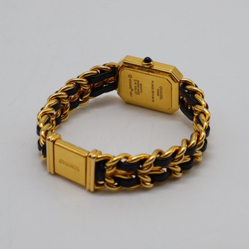 CHANEL 經典Premiers皮穿鍊方糖腕錶 - L黑金-2