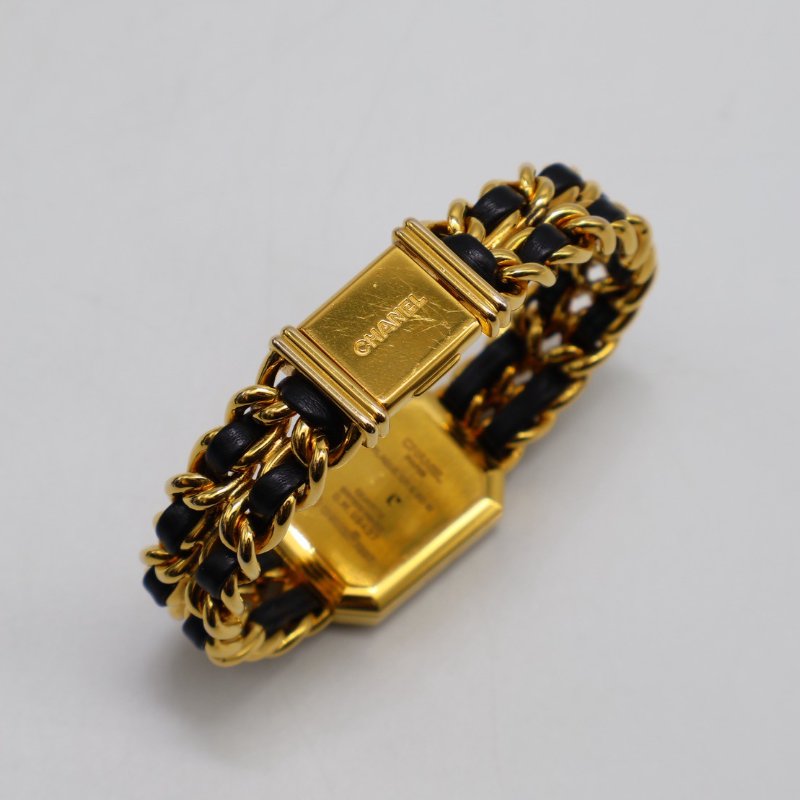 CHANEL 經典Premiers皮穿鍊方糖腕錶 - L黑金-3