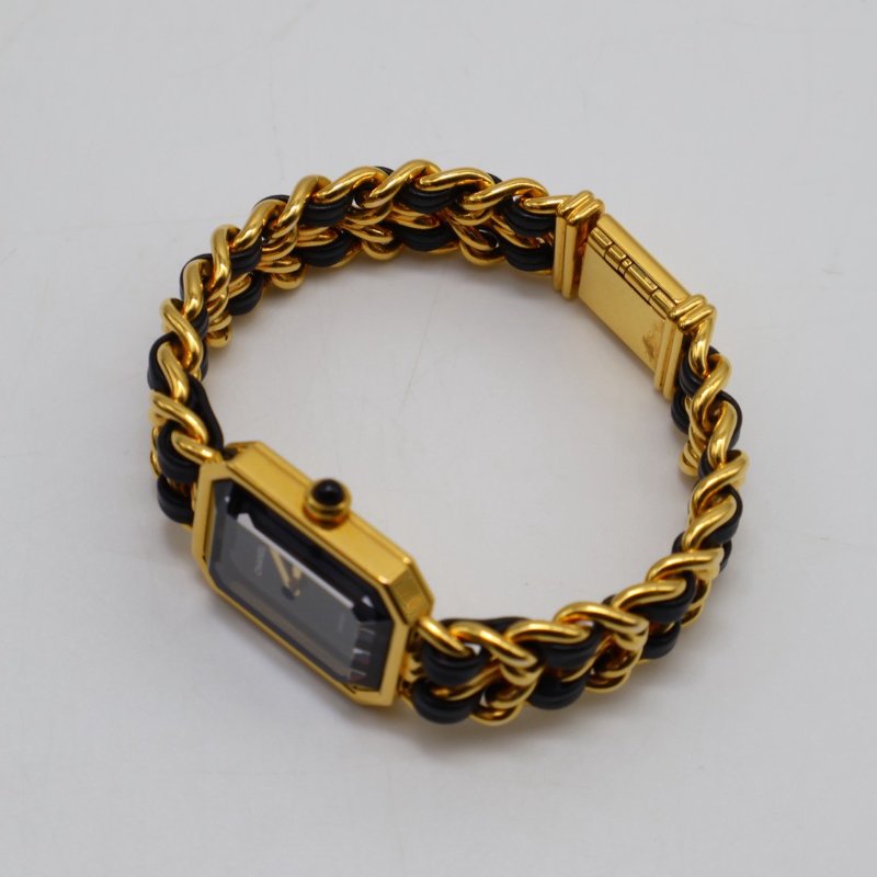 CHANEL 經典Premiers皮穿鍊方糖腕錶 - L黑金-4