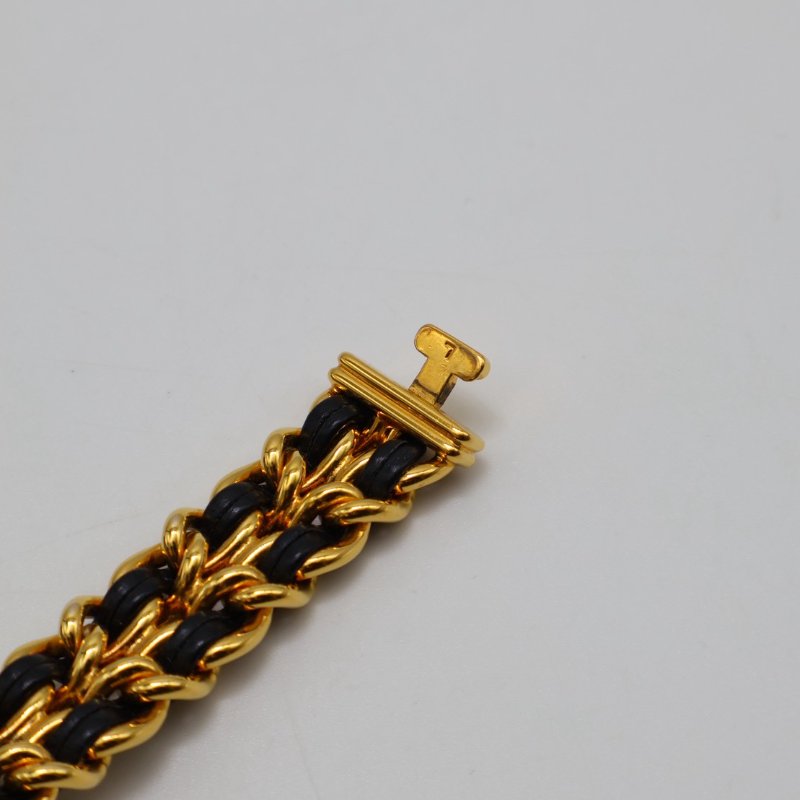 CHANEL 經典Premiers皮穿鍊方糖腕錶 - L黑金-10