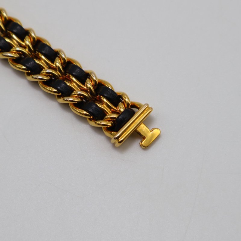 CHANEL 經典Premiers皮穿鍊方糖腕錶 - L黑金-11