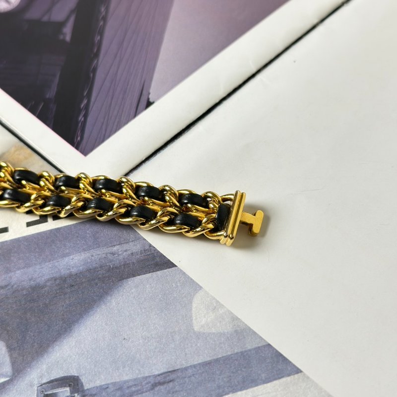 CHANEL 經典Premiers皮穿鍊方糖腕錶 - L黑金-4