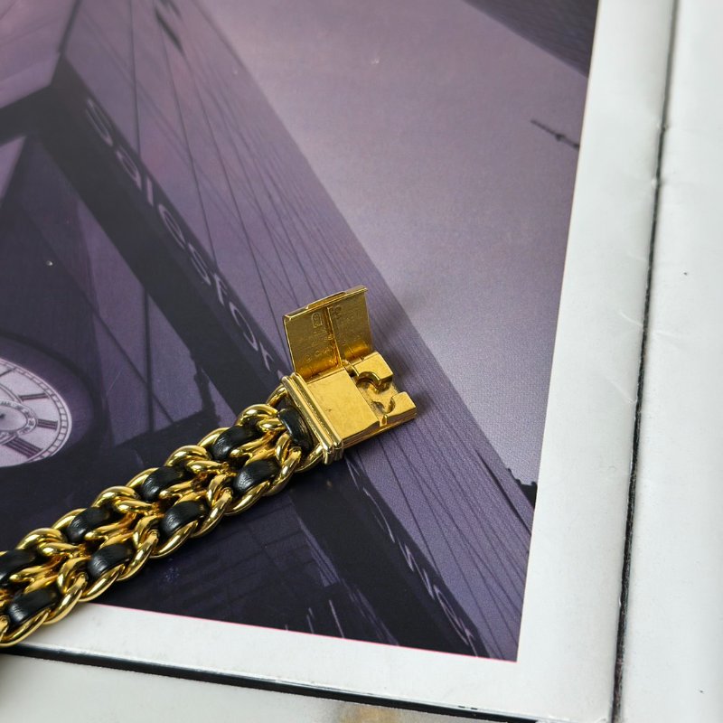 CHANEL 經典Premiers皮穿鍊方糖腕錶 - L黑金-5