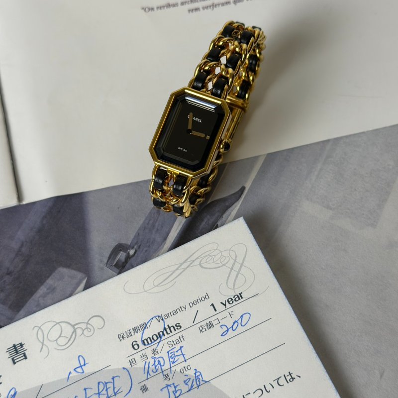 CHANEL 經典Premiers皮穿鍊方糖腕錶 - L黑金-6