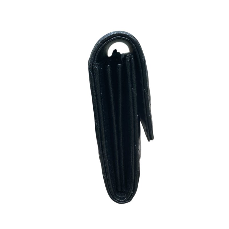 CHANEL 香奈兒 前釦式翻蓋長夾 羊皮 黑色 淺金釦-2