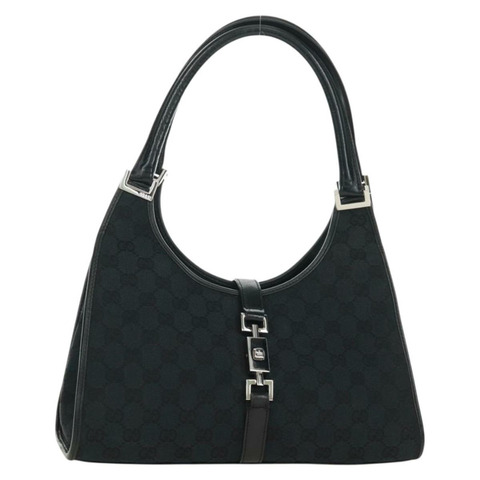 GUCCI GG帆布Jackie肩背包 黑色 銀色 002 1067 正品 171604V