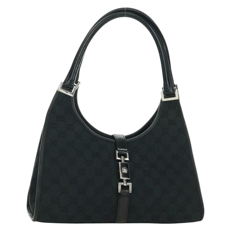 【日本直送】GUCCI GG帆布Jackie肩背包 黑色 銀色 002 1067 正品 171604V-0