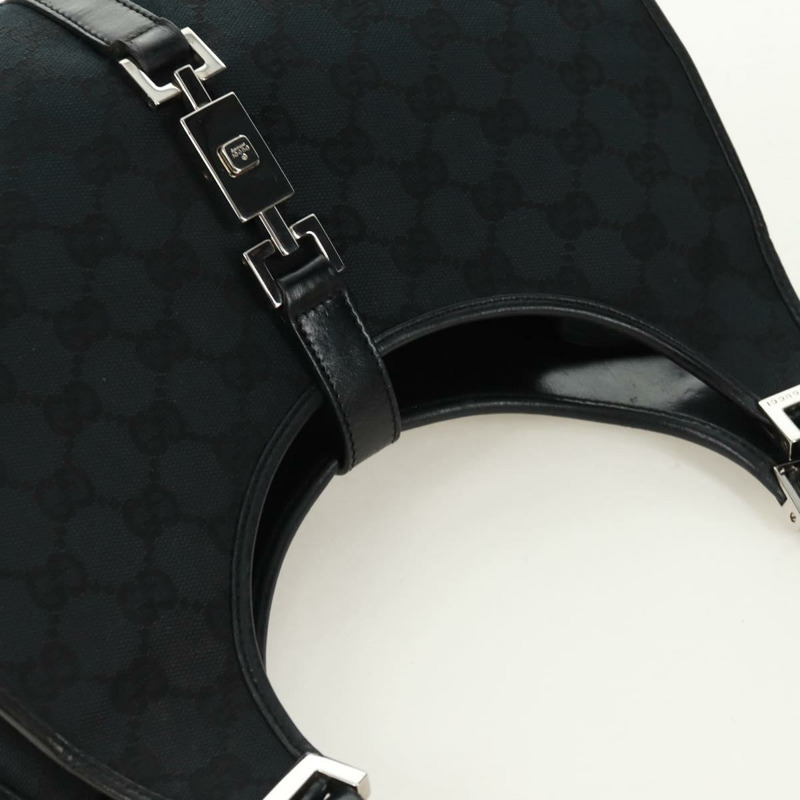 【日本直送】GUCCI GG帆布Jackie肩背包 黑色 銀色 002 1067 正品 171604V-5