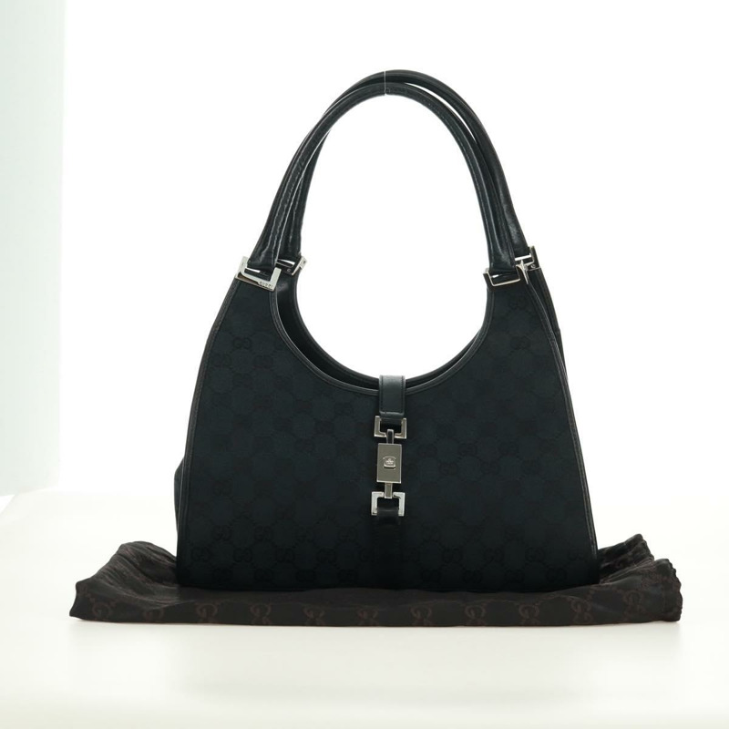 【日本直送】GUCCI GG帆布Jackie肩背包 黑色 銀色 002 1067 正品 171604V-11