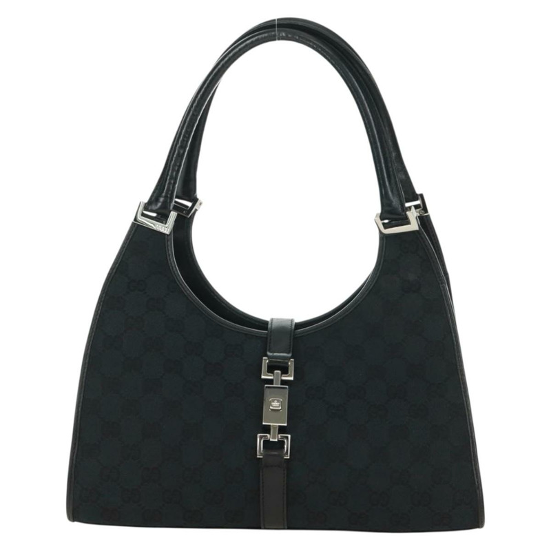 【日本直送】GUCCI GG帆布Jackie肩背包 黑色 銀色 002 1067 正品 171604V-12
