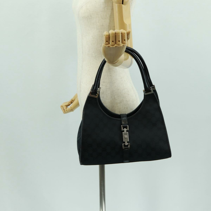 【日本直送】GUCCI GG帆布Jackie肩背包 黑色 銀色 002 1067 正品 171604V-24