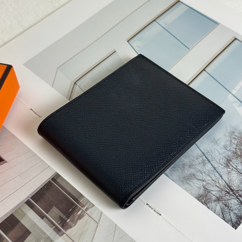 HERMES 絲巾雙折皮夾 - 黑 C-4