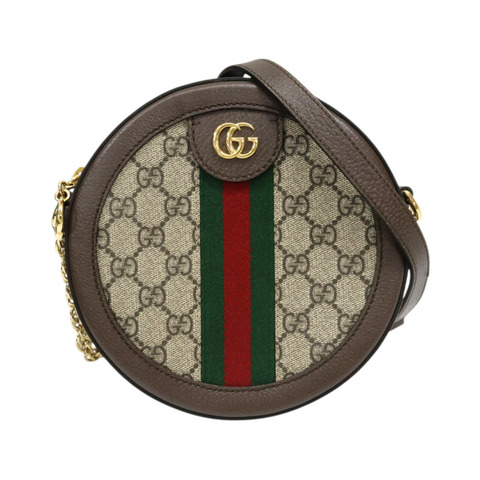 烏木色 GG Supreme帆布 Ophidia 圓餅包 肩背包【GUCCI 古馳】 550618