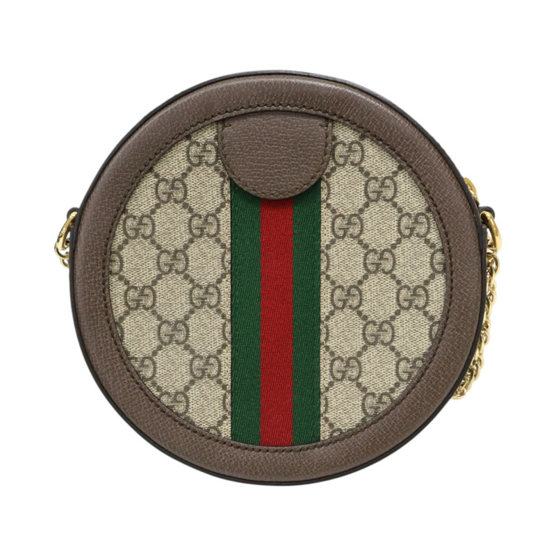 烏木色 GG Supreme帆布 Ophidia 圓餅包 肩背包【GUCCI 古馳】 550618-1