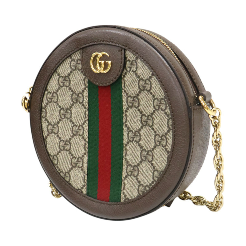 烏木色 GG Supreme帆布 Ophidia 圓餅包 肩背包【GUCCI 古馳】 550618-2