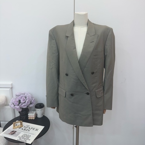 Dior 灰色雙排扣西裝外套 vintage 二手 中古