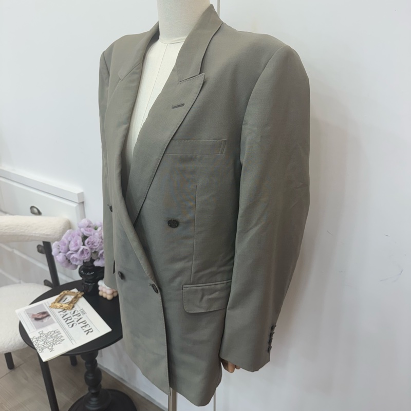 Dior 灰色雙排扣西裝外套 vintage 二手 中古-2