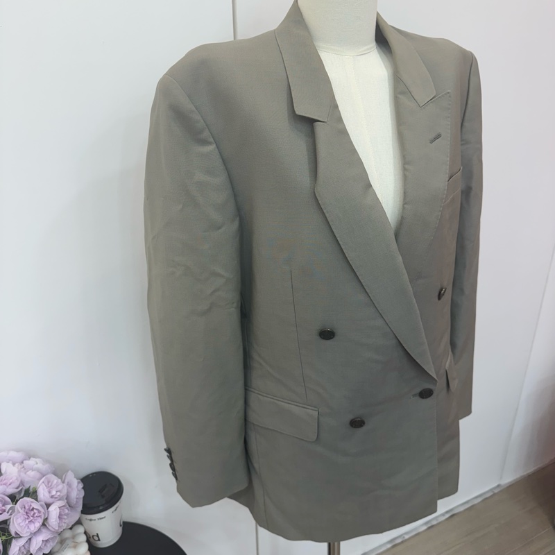 Dior 灰色雙排扣西裝外套 vintage 二手 中古-3
