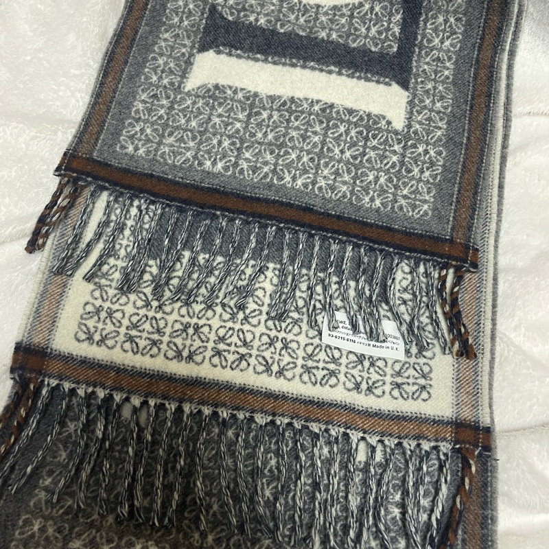 Loewe 羅意威雙面大logo羊毛圍巾-4