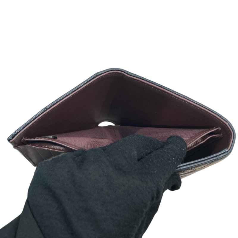 CHANEL 香奈兒 雙折短夾 荔枝牛皮 黑色 金釦-11