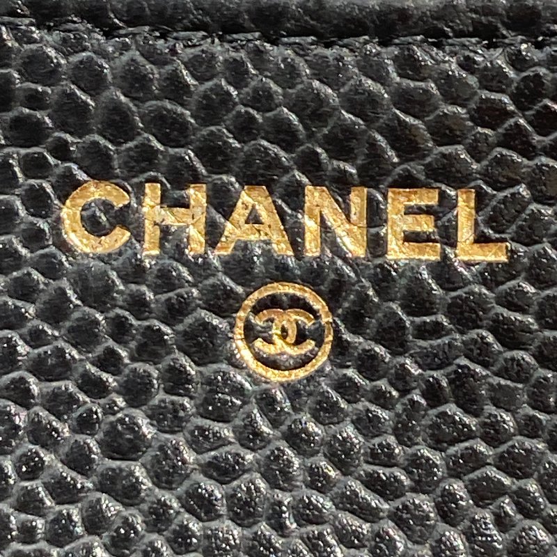 CHANEL 香奈兒 雙折短夾 荔枝牛皮 黑色 金釦-14