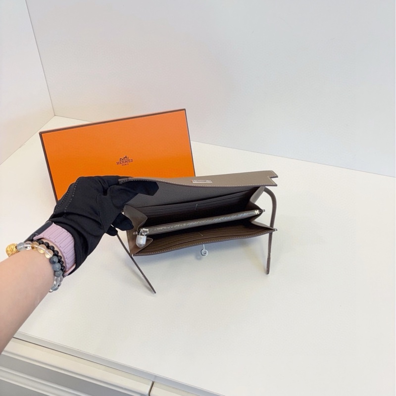 【閒置帶膜🆕】Hermes kelly long大象灰銀扣長款錢包 可放手機自帶卡槽 c刻 epsom皮-5