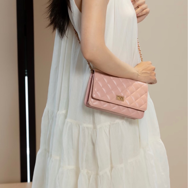 【96新 ✨ 全網最低價！】Chanel/香奈兒 2.55 Woc 櫻花粉色油蠟皮金扣 斜挎包 鏈條包（下單前先詢問庫存❗️❗️）-0