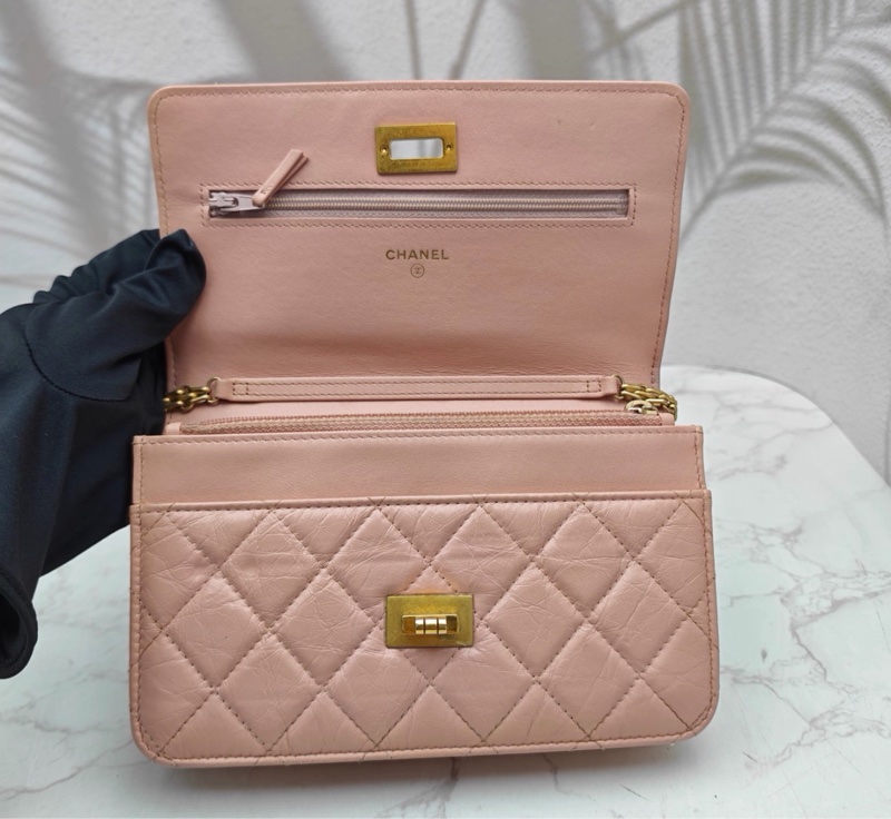 【96新 ✨ 全網最低價！】Chanel/香奈兒 2.55 Woc 櫻花粉色油蠟皮金扣 斜挎包 鏈條包（下單前先詢問庫存❗️❗️）-8
