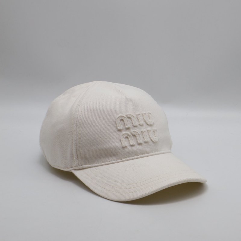 Miu Miu 刺繡休閒棒球帽 - S 白-0