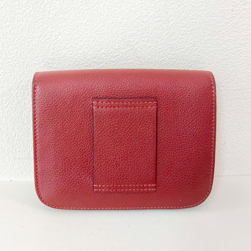 愛馬仕/Hermes 康康 Slim雙色錢包酒紅色牛皮B刻長12.4x寬10.2x厚3厘米 2023年 98新-7