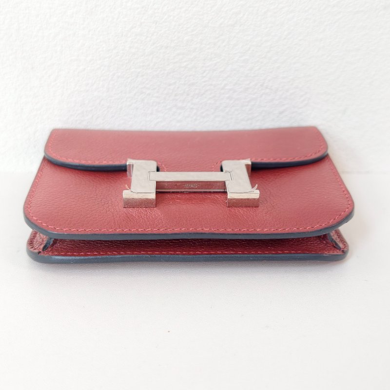 愛馬仕/Hermes 康康 Slim雙色錢包酒紅色牛皮B刻長12.4x寬10.2x厚3厘米 2023年 98新-8