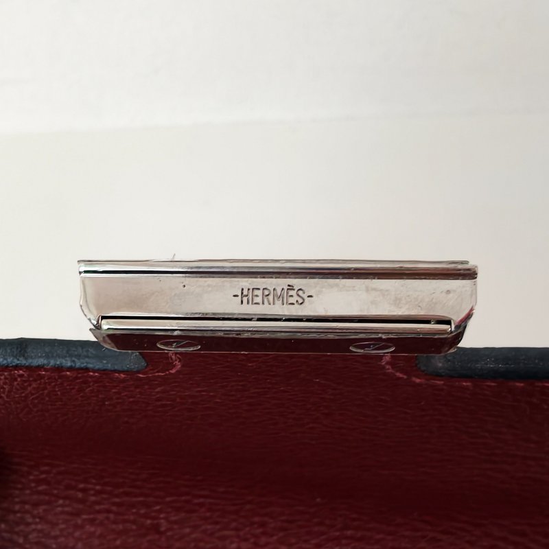 愛馬仕/Hermes 康康 Slim雙色錢包酒紅色牛皮B刻長12.4x寬10.2x厚3厘米 2023年 98新-11