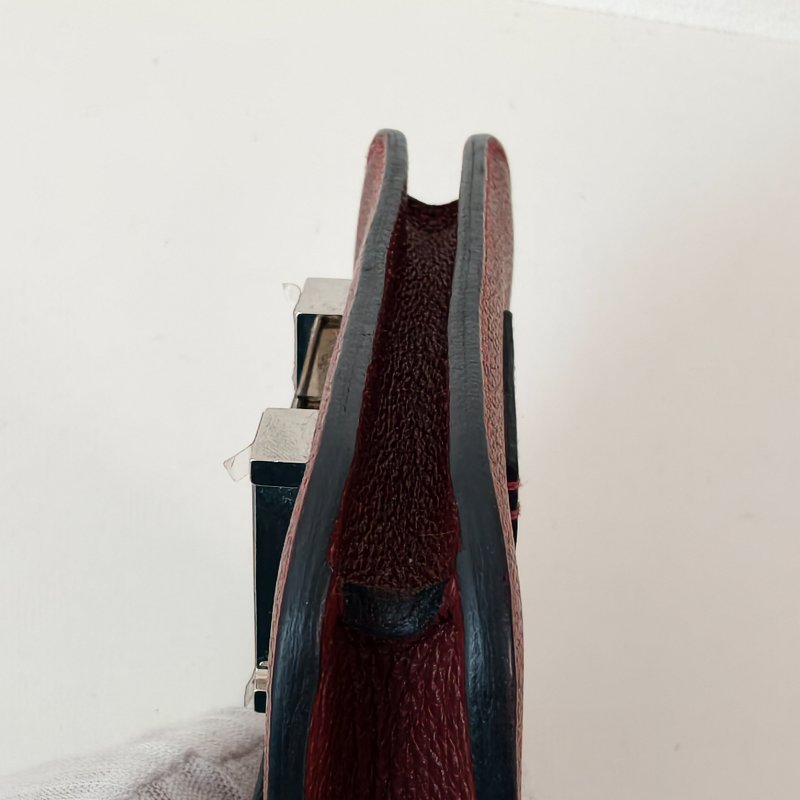 愛馬仕/Hermes 康康 Slim雙色錢包酒紅色牛皮B刻長12.4x寬10.2x厚3厘米 2023年 98新-16