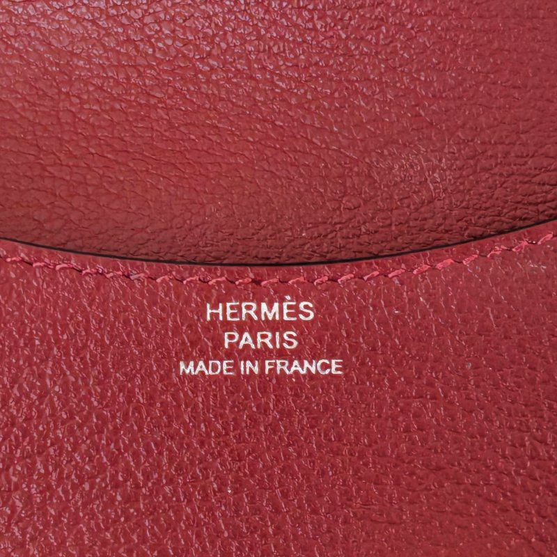 愛馬仕/Hermes 康康 Slim雙色錢包酒紅色牛皮B刻長12.4x寬10.2x厚3厘米 2023年 98新-17