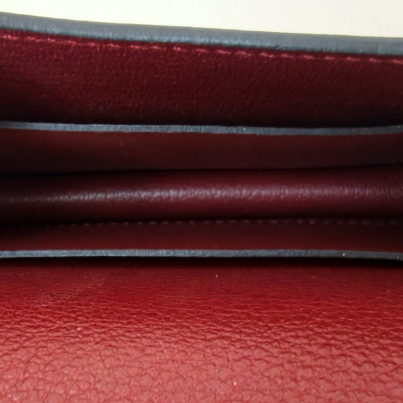 愛馬仕/Hermes 康康 Slim雙色錢包酒紅色牛皮B刻長12.4x寬10.2x厚3厘米 2023年 98新-18