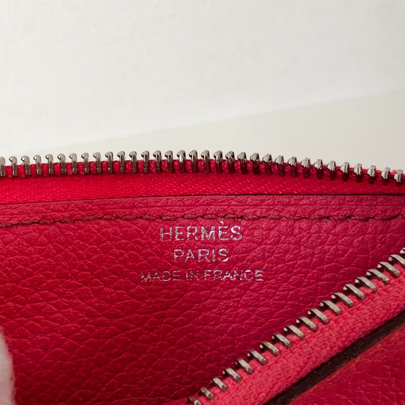愛馬仕/Hermes 康康 Slim雙色錢包酒紅色牛皮B刻長12.4x寬10.2x厚3厘米 2023年 98新-23