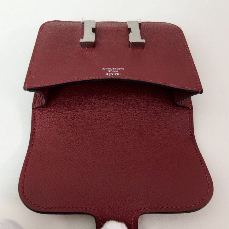愛馬仕/Hermes 康康 Slim雙色錢包酒紅色牛皮B刻長12.4x寬10.2x厚3厘米 2023年 98新-25