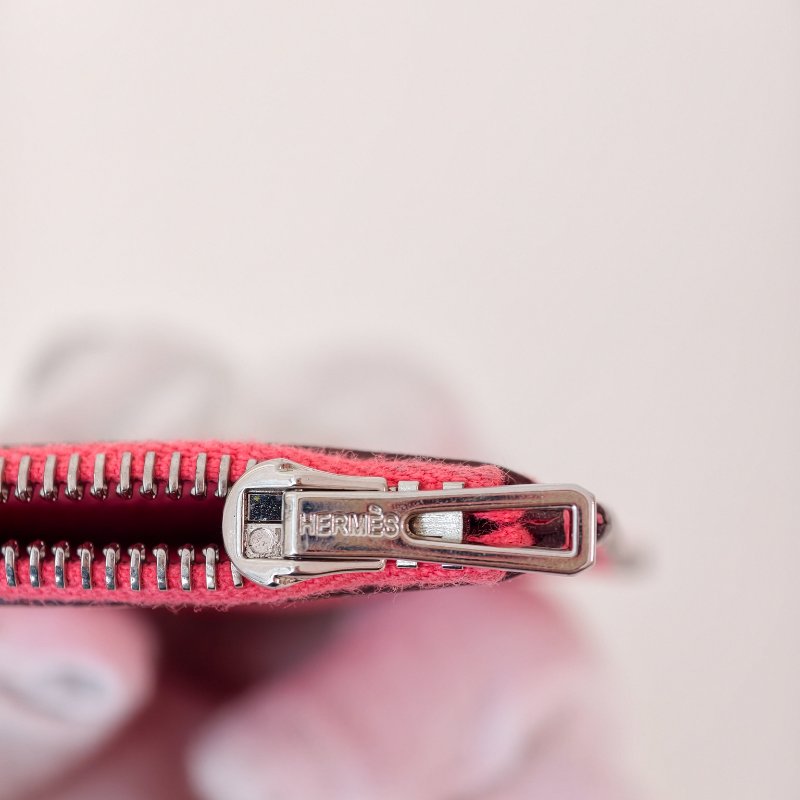 愛馬仕/Hermes 康康 Slim雙色錢包酒紅色牛皮B刻長12.4x寬10.2x厚3厘米 2023年 98新-26