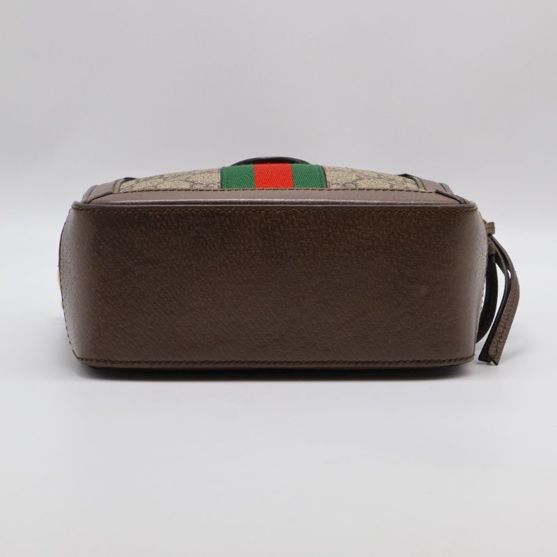 GUCCI 帆布老花綠紅織帶相機包-19