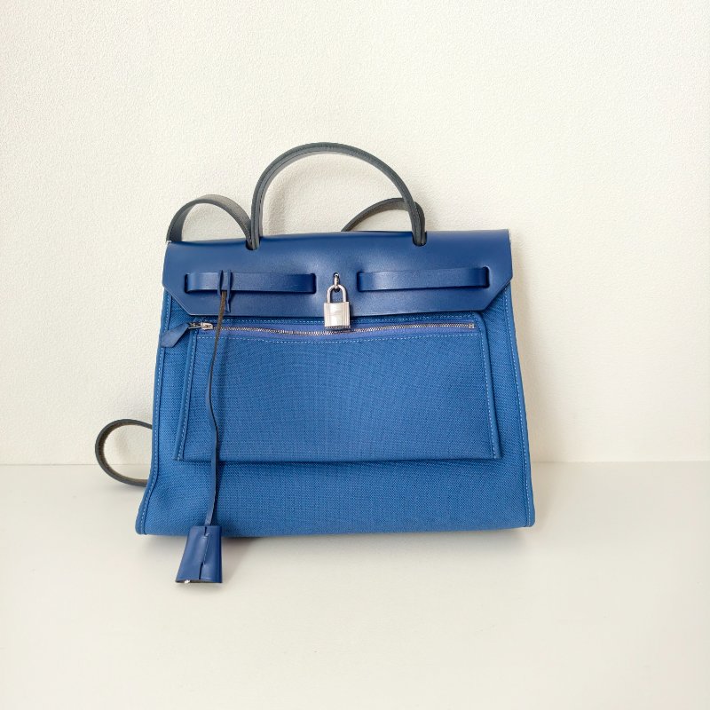 愛馬仕/Hermes herbag 31藍色 C刻 尺寸:31*25*10cm 年份:2018年 98新-3