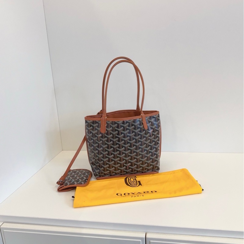 【98新🆕】Goyard anjou mini tote 焦糖色老花迷你子母托特包 單肩包-1