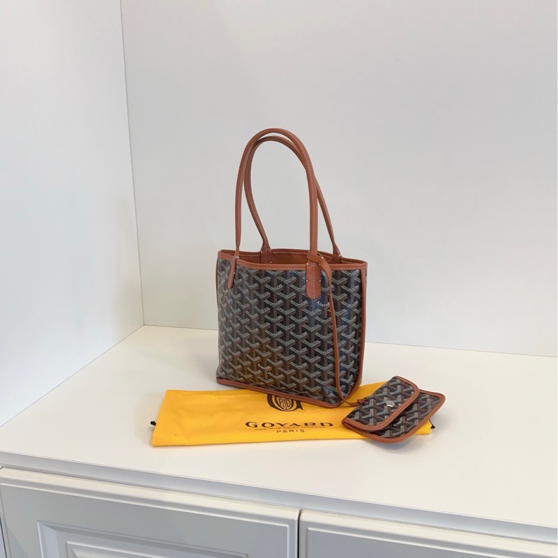 【98新🆕】Goyard anjou mini tote 焦糖色老花迷你子母托特包 單肩包-3