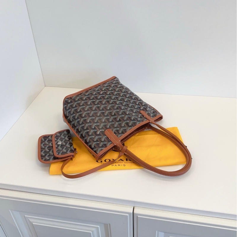 【98新🆕】Goyard anjou mini tote 焦糖色老花迷你子母托特包 單肩包-4