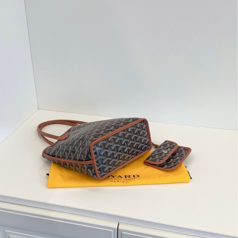 【98新🆕】Goyard anjou mini tote 焦糖色老花迷你子母托特包 單肩包-6